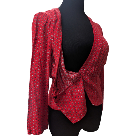 Cooperative Urban Outfitters Snap Wrap Red Blouse Size S - Picture 5 of 7